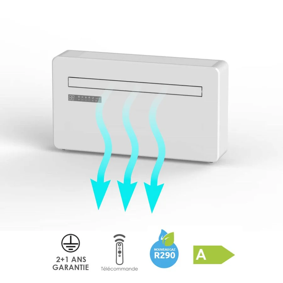 Climatiseur mobile Voltman monobloc mural Kub-E 12000 BTU - 3500W - réversible + Wifi