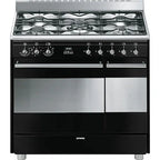 Piano de cuisson Smeg ESTHETIQUE CLASSICA 90cm MIXTE INOX NOIR BRILLANT - SCB92MN8