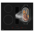 Plaque de cuisson avec hotte intégrée Comfee Table de cuisson à induction aspirante 60 cm 4 foyers + hotte intégrée 638m³/h avec kit évacuation plinthe, 7400W, A++