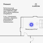 Climatiseur mobile KLARSTEIN Aero Ring 9K Climatiseur mobile smart 9000 BTU pour max. 31 m² avec commande vocale Blanc