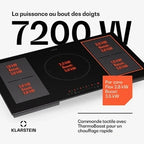 Plaque induction KLARSTEIN Plaque Induction 90 cm 7000W Plaque de Cuisson Hybride à Induction 4 feux ThermoBoost Noir