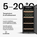 Cave à vin de service KLARSTEIN Cellar Max 114 bouteilles Compresseur 238 L 5 - 20 °C