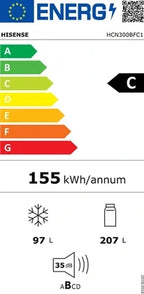 Réfrigérateur congélateur en bas Hisense HCN300BFC1 Noir