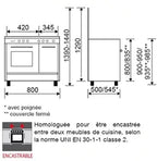 Gazinière Glem cuisinière piano de cuisson 4 foyers brûleurs gaz blanc 80x50cm
